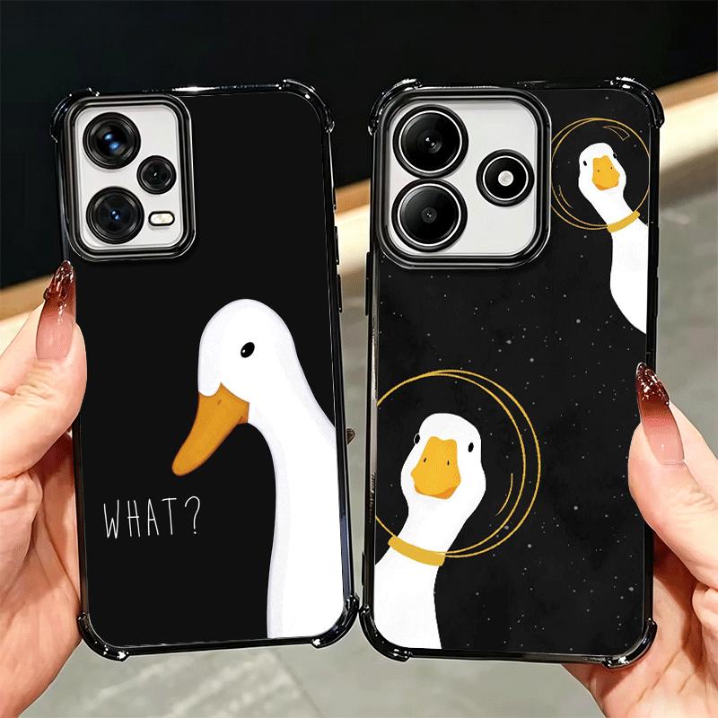 Funny Cartoon Goose Game Plating Phone Case For Xiaomi Redmi Note 14 15 Pro Plus 13 12 11 11S 11T 10 9S 9 5G Anti-Fall Airabag C