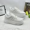 Platform white shoes women's spring new casual sports shoes retro versatile small height-increasing board shoes
