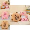 Adorabile Set di Cuscini Peluche Capibara Riempito con Morbido Cotone PP Materiale Peluche Corto