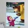Cartoon MMasha And The BBears DIY Wall Tapestry Hippie Flower Wall Carpets Dorm Decor Wall Art Decor