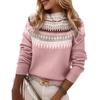 Women Vintage Fair Isle Jacquard Turtleneck Sweater Thick Chunky Knit Long Sleeve Warm Winter Pullover Knitted Top
