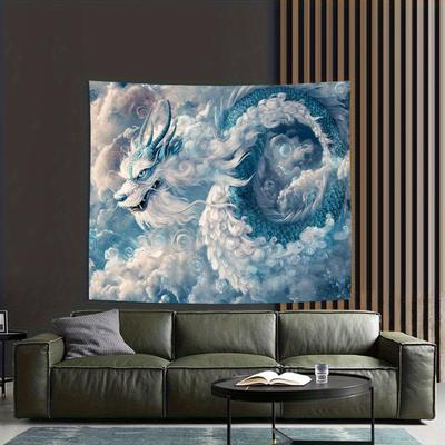 1pc Gorgeous Style Cloud Dragon Wall Hanging Tapestry - Polyester Decorative Hanging Plaque for Living Room, Bedroom, Office
