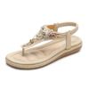 Skor Dam Sommar Romerska Sandaler Retro Tåklämma Strass Kilklack Platå Strand Bohemiska Flipflops Sandalias De Mujer