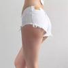 White Low-Waist Raw Edge Denim Micro Shorts for Women, Summer Style, European and American Hip-Hugging Ripped Distressed Design