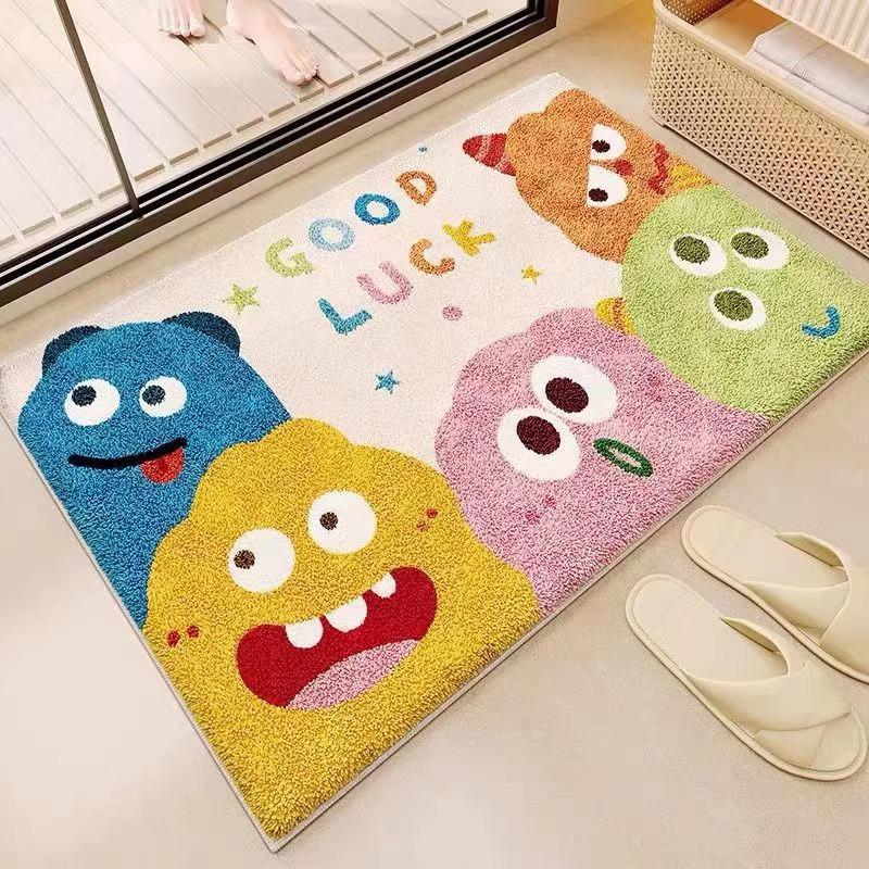 Cartoon Imitation Cashmere Bathroom Floor Mat Entry Door Mat Bathroom Bath Household Toilet Non-slip Foot Mat Absorbent Mat