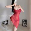 Erotic Underwear, Pure Sensual Halter see-through Seductive nightdress, Hot Slit pajamas, no-take Uniform 8679