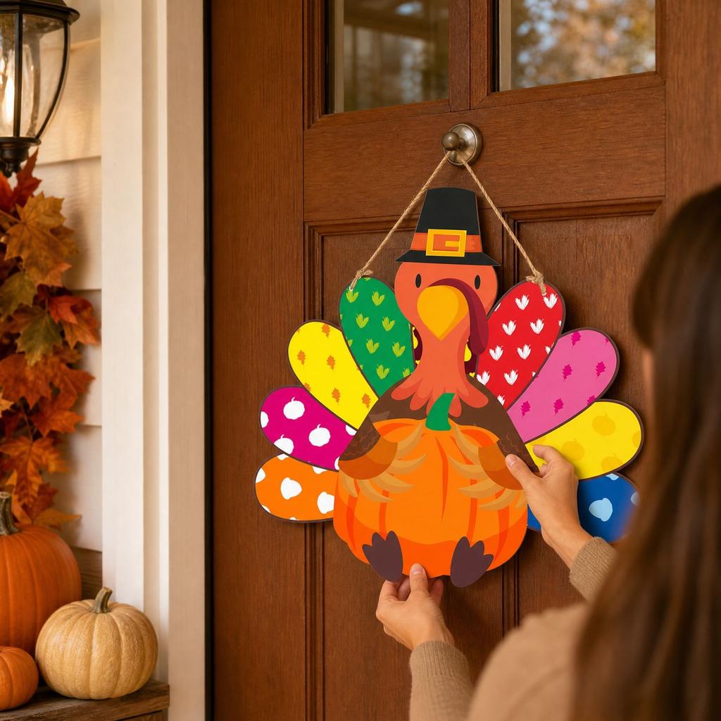 Thanksgiving Theme Party Decoration Hanging Door Sign for Photo Booth Props