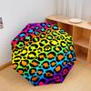 1PC Leopard Print Umbrella Portable Folding Umbrella Iron Frame Hole Bone Structure Outdoor Home Umbrella A7