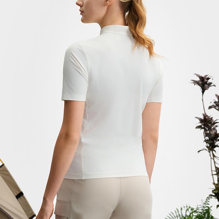 Fila Explorer Training Stand Collar Comfortable Short Sleeve T-Shirt Women Tops Snow-White A11W527114F-WT