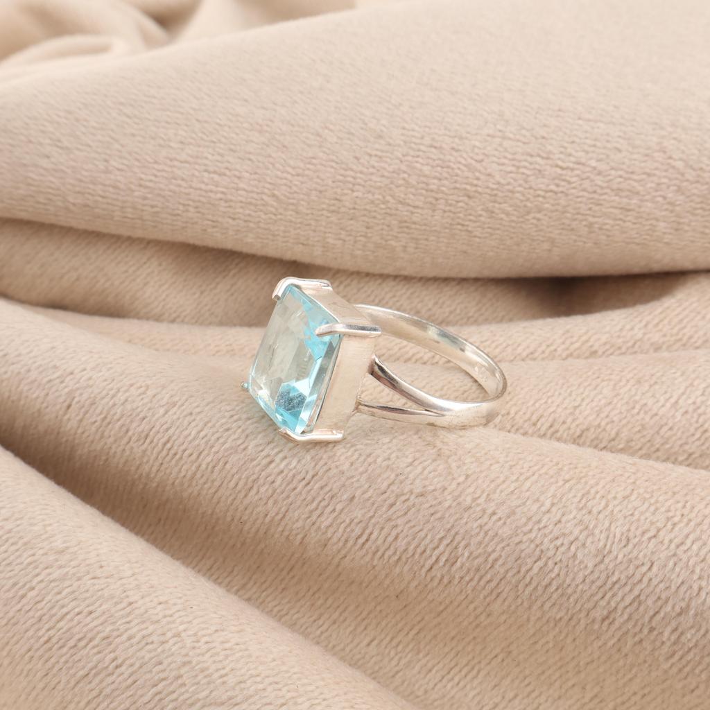 Sky Blue Topaz Gemstone Silver Pretty Ring, 925 Sterling Silver Handmade Ring For Anniversary Gift RR-86-9