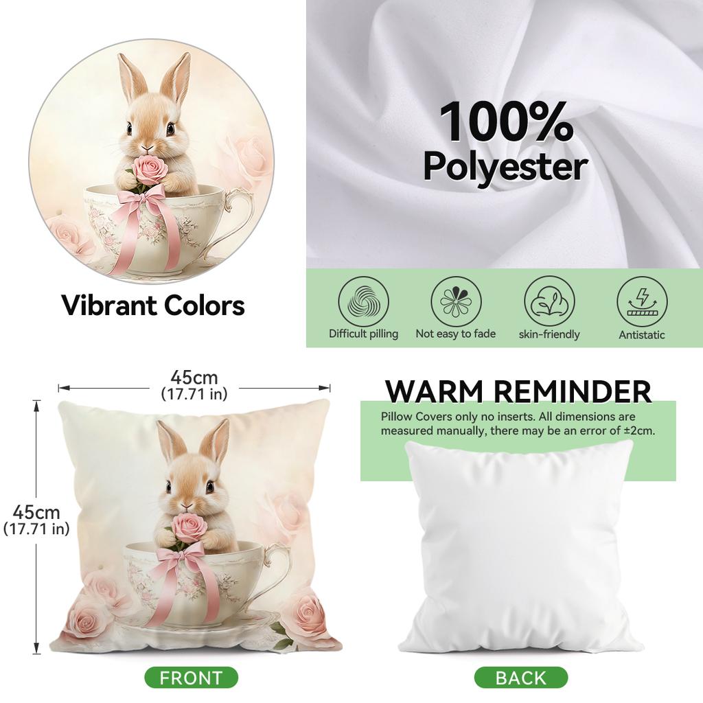 Rabbit Decoration Pillowcase Bedroom Sofa Cushion Cover 100% Polyester Living Room Cushion Pillowcase Home Comfortable Decor