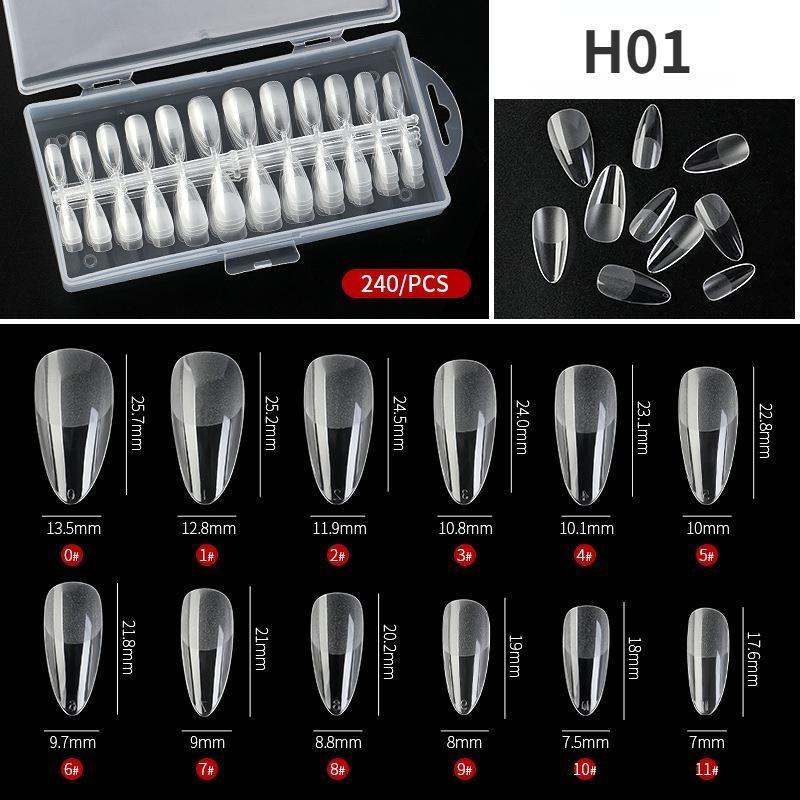 240pcs Press on Nails Coffin Nail Tips Clear Full Cover Fake Acrylic UV Gel Nails Extension System Oval Almond Sculpted False Nail Tips