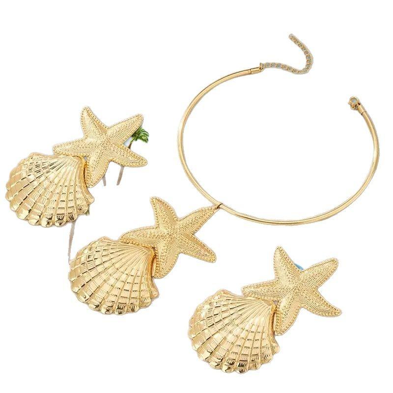 Starfish Shell Necklace Pendant Earring Women Girls Gifts Jewelry Party Gift
