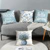 Light Blue Spring Blessing Pillowcasebedroom Living Room Sofa Home Decor Polyester Cushion Cover With Zipper