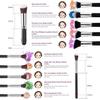 Premium Synthetic Kabuki Foundation Face Powder Blush Eyeshadow Brush Makeup Brush Kit with Blender Sponge and Brush Cleaner (10 Pcs, Black/Silver)