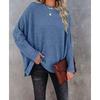Women's Casual Off-shoulder Batwing Long Sleeve Waffle Knit Pullover Waist Cinching Sweater Top