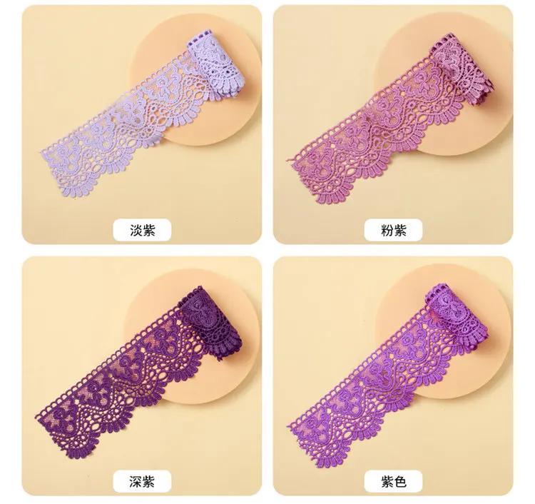 Colorful Hollow Out Floral Embroidered Lace Ribbon DIY Apparel Sewing Fabric 10cm Wide Handmade Crafts Water Soluble Lace Tape