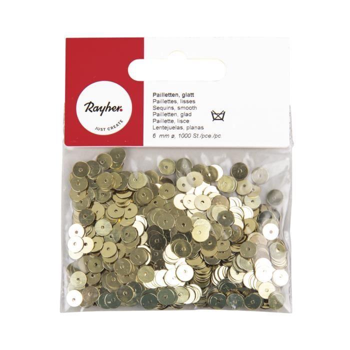 Paillettes, lisses, 6mm ø, or, 1000 pièces