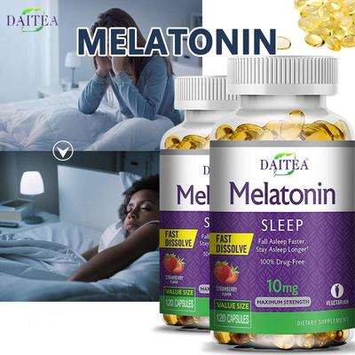 Night Time Fast Dissolve Capsules, Strawberry Flavor, Vegetarian Dietary Supplement, 120 Count