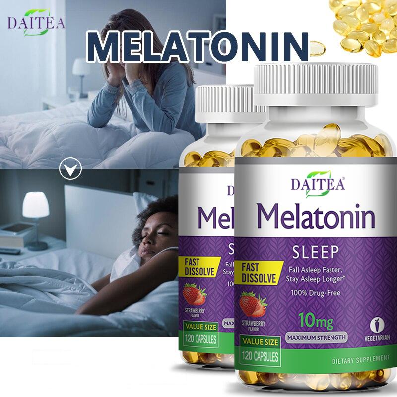 Night Time Fast Dissolve Capsules, Strawberry Flavor, Vegetarian Dietary Supplement, 120 Count
