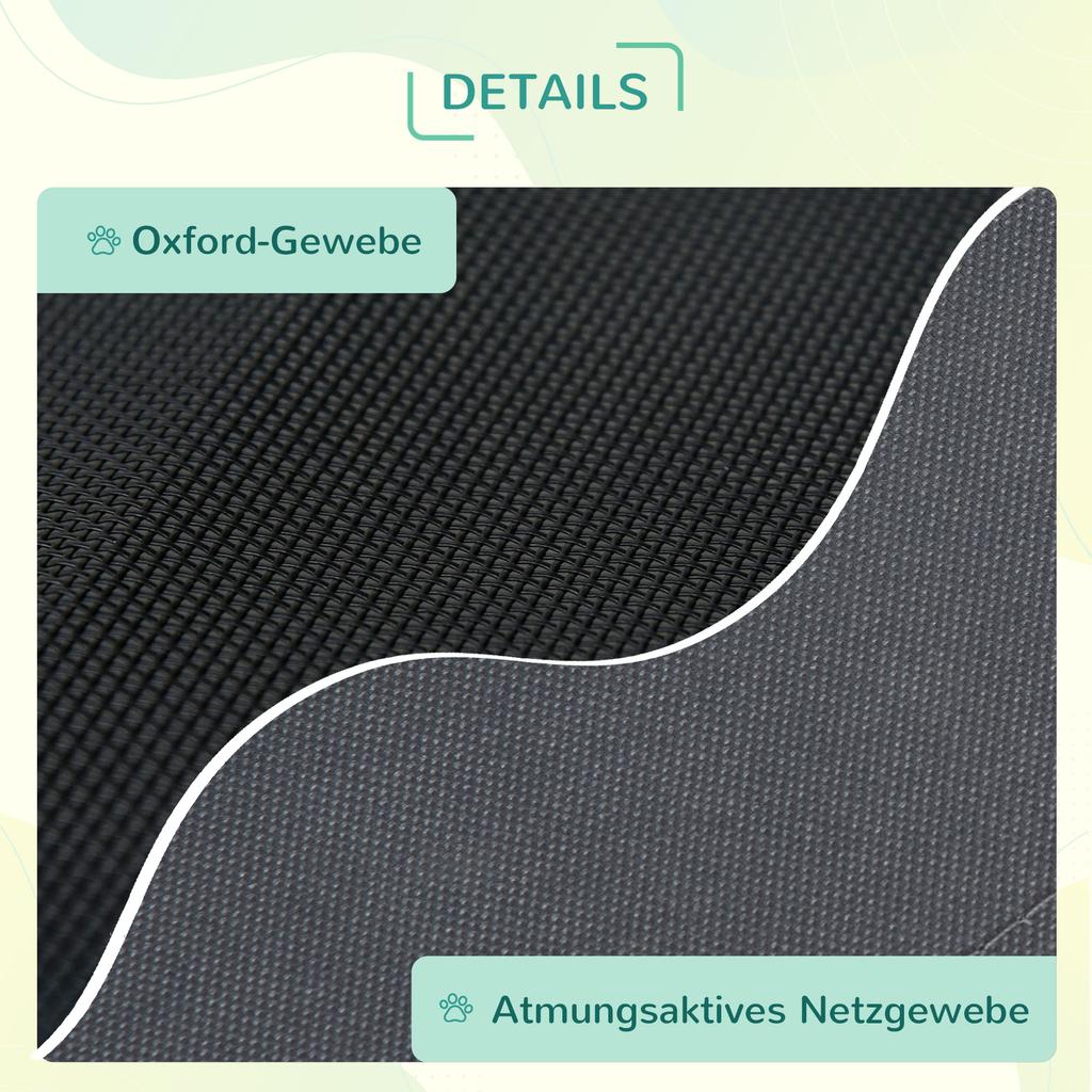 Elevated Dog Bed with Canopy, Pet Bed, Dog Lounger Outdoor with Roof, Breathable, Taffeta Fabric for Camping Gray 92 X 76 X 90 Cm