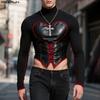 INCERUN Men Stand Neck Long Sleeve Bandage PU Patchwork Casual Cropped Tops T-shirts