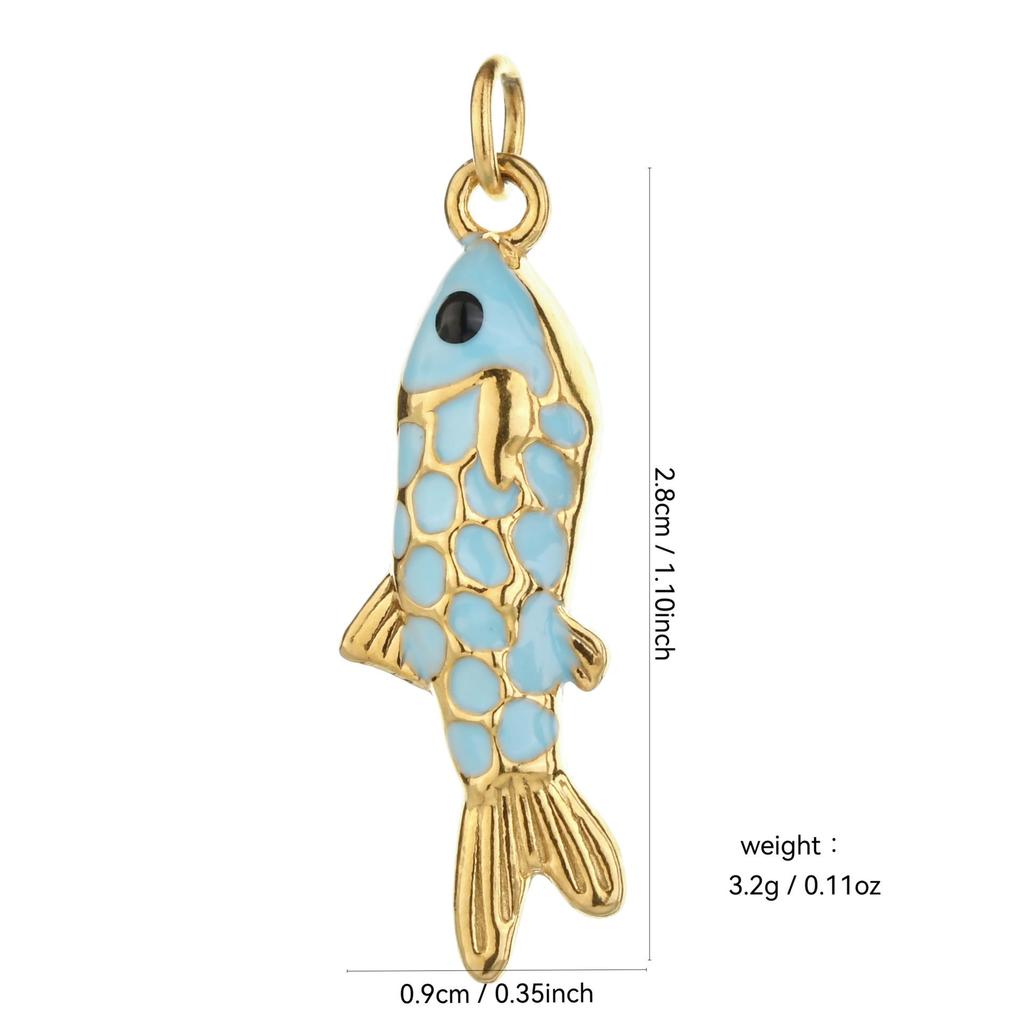 Gold Koi Fish Stainless Steel Pendant & Earrings Jewelry Set