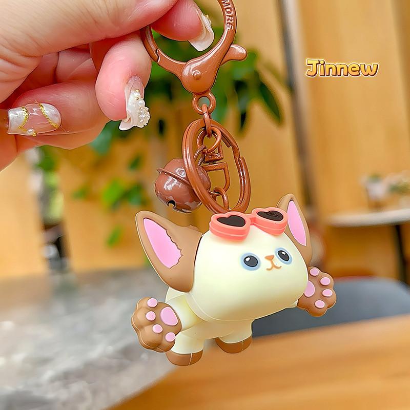 Jinnew Cartoon Fun Devon Rex Cat Sunglasses Keychain Collectible Gift For Cat Lovers And Friends