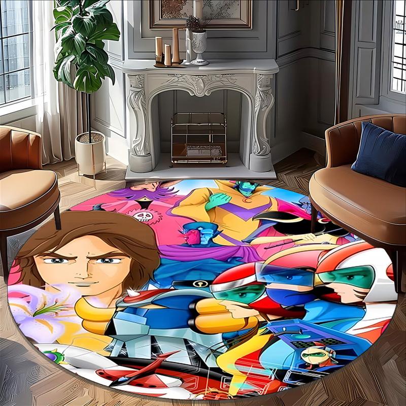 1pc UFO Robot Grendizer9 Print Round Carpet Chair Round Carpet Suitable for Bedroom Living Room Home Decorative Carpet