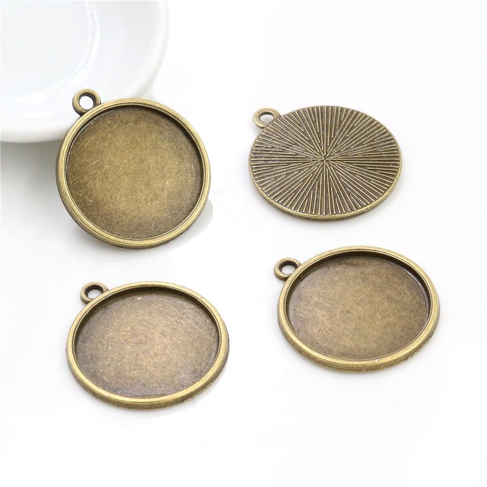 

10pcs 20mm Inner Size Classic 5 Colors Plated One Sided Double Hanging Simple Style Cabochon Base Setting Charms Pendant