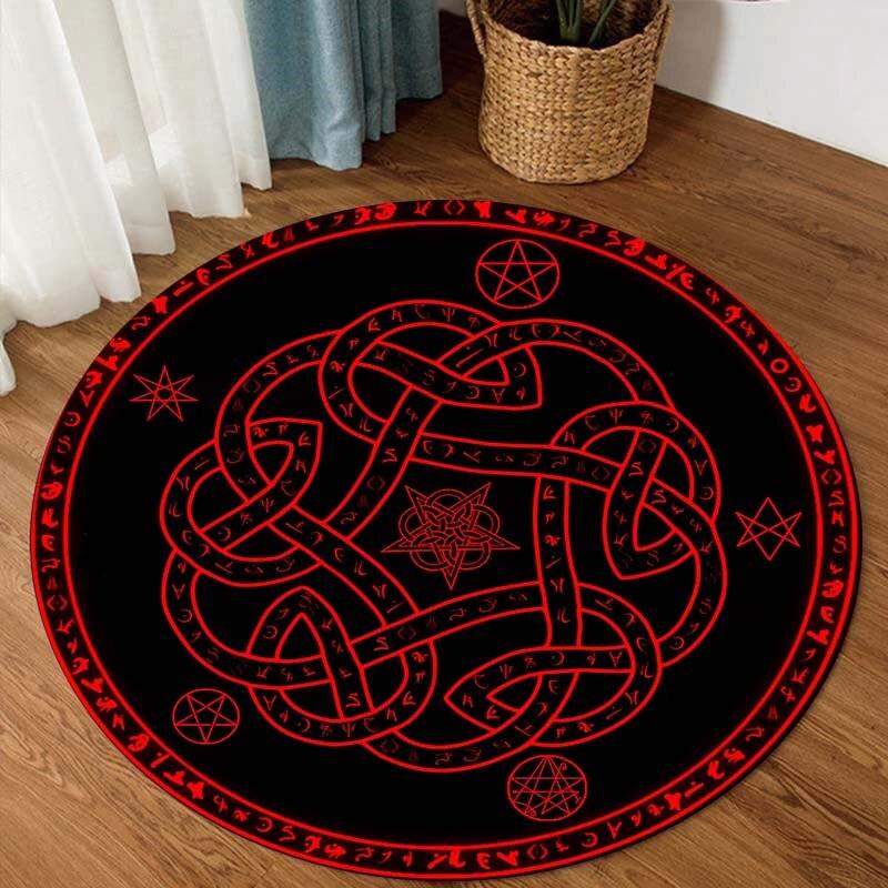 Occult Symbol Round Carpet, Personalized Rug, Housewarming gifts,Satan Brimstone Round Carpet, Satanic Home Decor