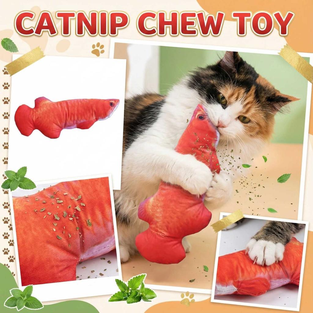 Simulierter Fisch, Kauspielzeugpuppe, Katzenminze Beißspielzeug,