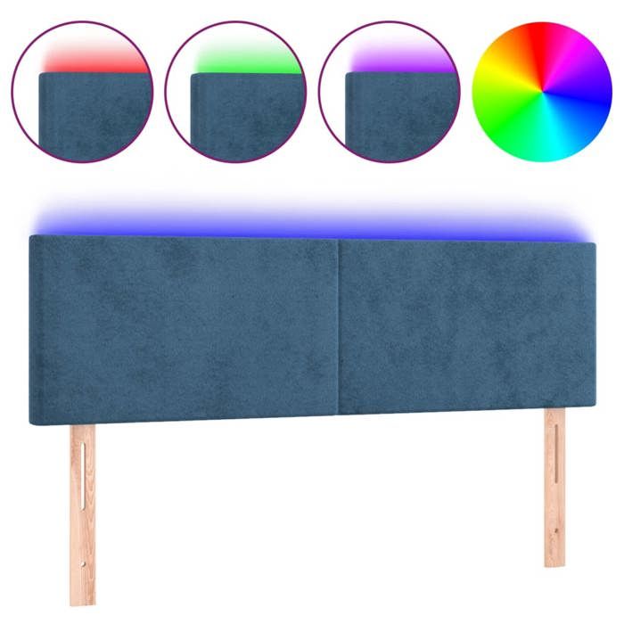 VidaXL Tête de Lit à LED Meuble de Chambre à Coucher Accessoire de Lit Double Tête de Cadre de Lit Intérieur Bleu Foncé 3121384