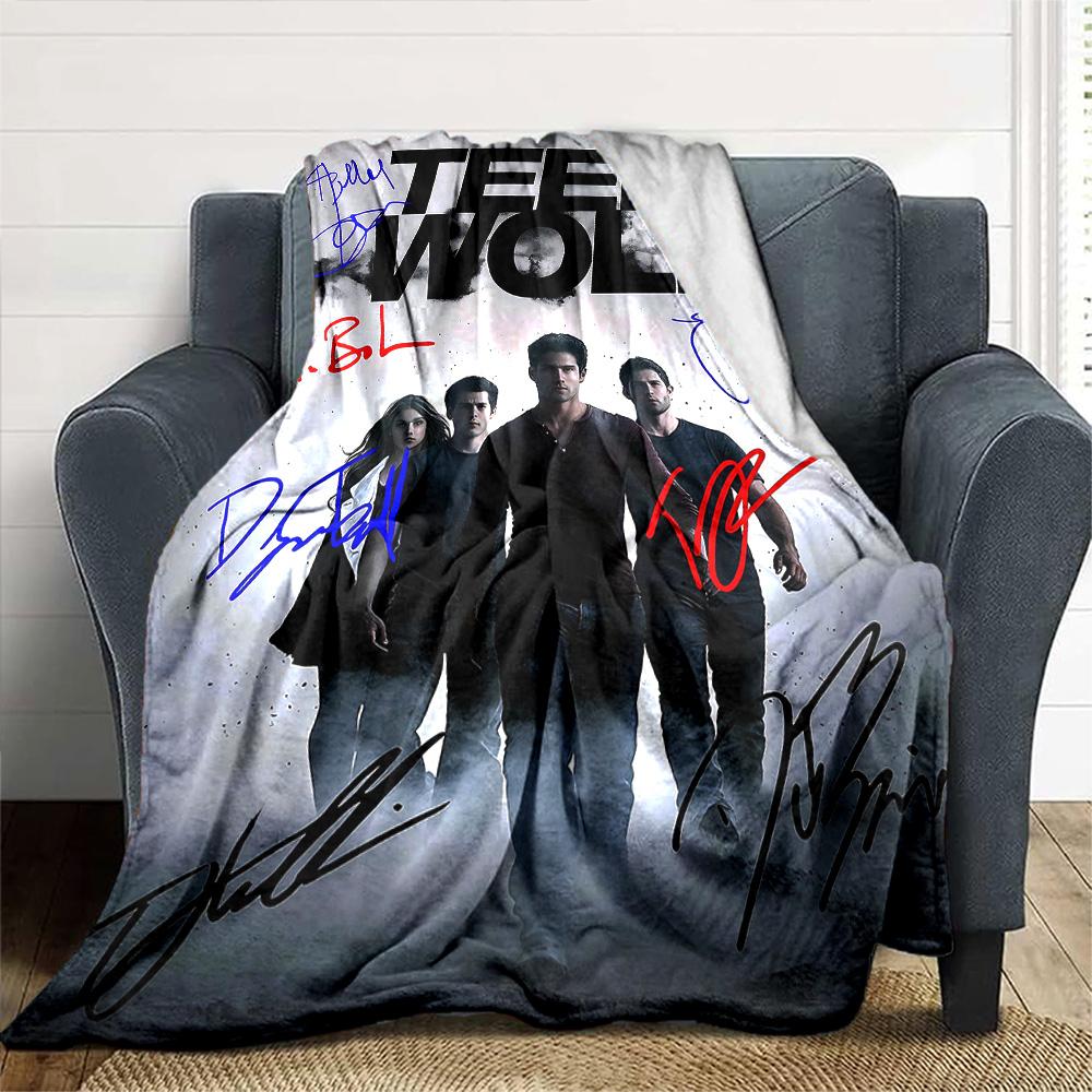 Teen Wolf Poster Flannel Blanket Super Soft Warm Cozy Blanket for Sofa Bed Office Travel All‑Season Home Decor Gift