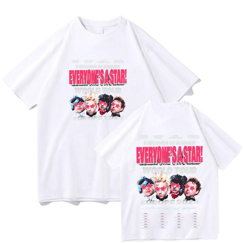 

5 Seconds of Summer Europe 2026 Everyones A Star World Tour Tshirts Short Sleeve Oneck pure Cotton Male Tshirts Y2K Unisex S