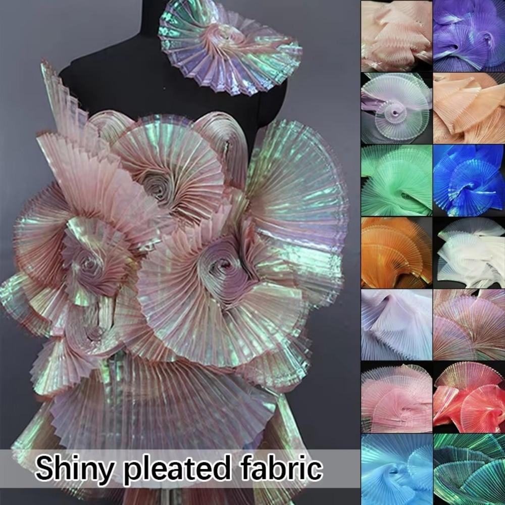 Shiny Pleated Organza Fabric 100*150cm DIY Material Creative Cloth Fabric Sewing Girls Skirt Dress