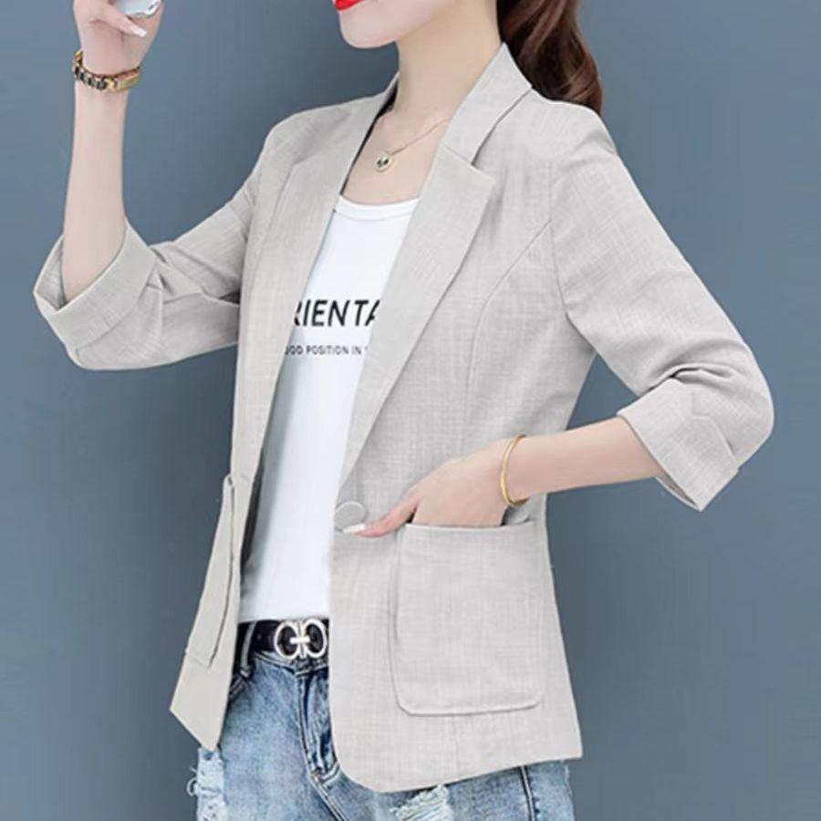 Casual Blazer Lightweight Sun Protection Jacket Women Breathable Thin Short Spring  Suit Petite