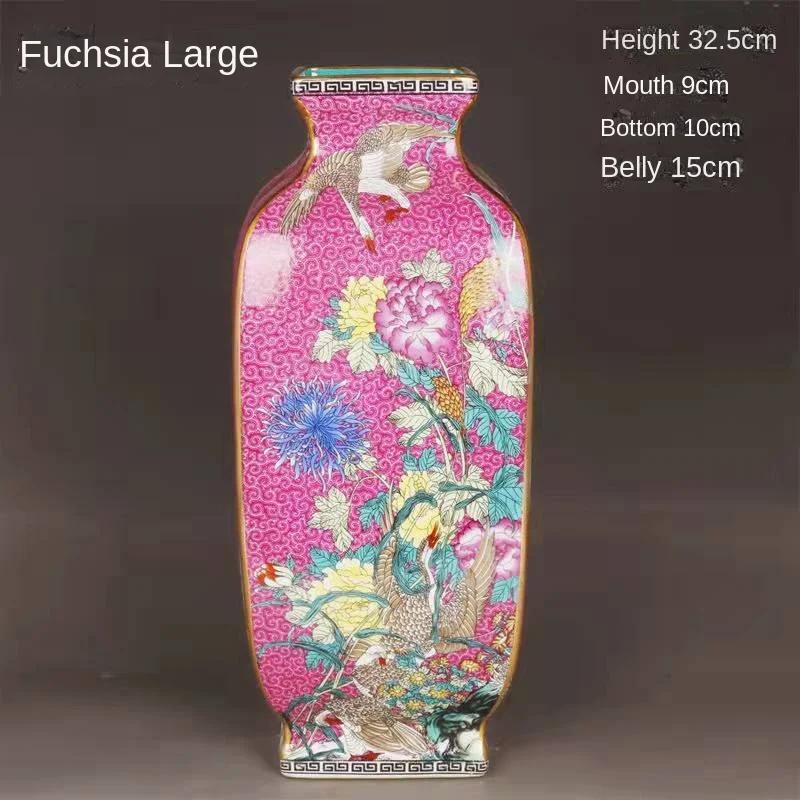 Ваза полностью ручная работа, новая китайская эмалевая керамика, расписанная квадратная бутылка, имитация старинного домашнего настольного украшения 1 шт.