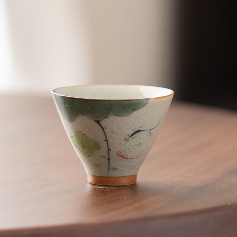 Chinese Style Ge Kiln Master Cup Handmade Ceramic Tea Cup Single Cup Tea Tasting Cup Kung Fu Tea Set Teacup