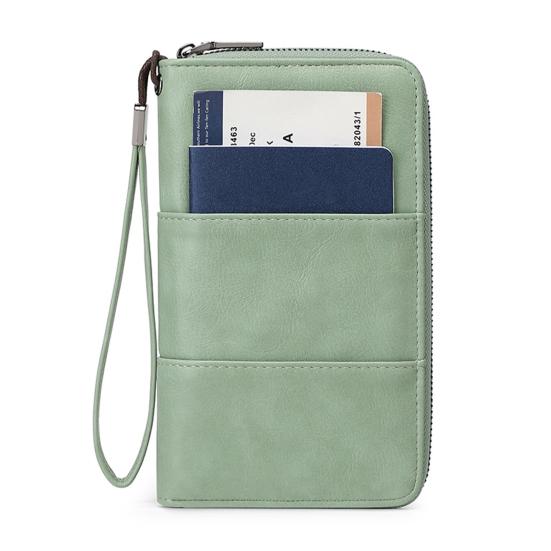 RFID Blocking Wallet with Zipper Travel Document Holder Passports Organizer Card Holder with Wrist Strap for Men Women Family Vacation Use