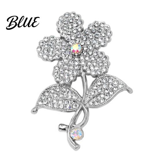 Women Decorative Pin Vintage Rhinestone Flower Brooch Floral Alloy Lapel