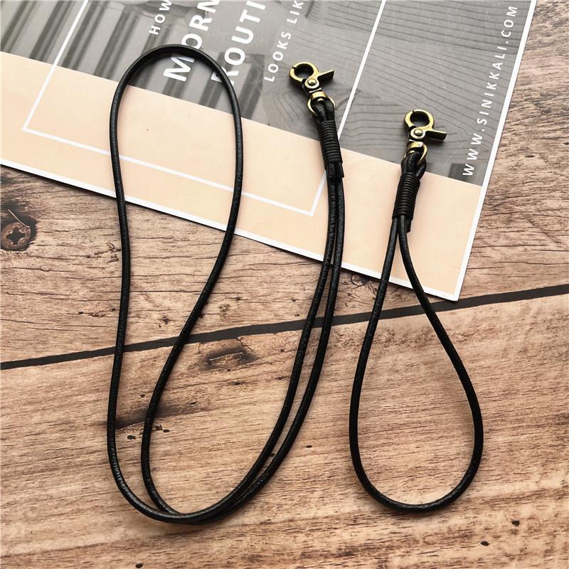 Lanière de cou en cuir véritable Cordon à clés Corde Lanière de poignet faite à la main Porte-clés en cuir de vache Lanière simple pour téléphone portable Lanière porte-clés anti-perte