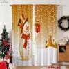 Cartoon Snowman Christmas Decorative Curtains Suitable for Bedroom Restaurant New Year Party Decorative Curtains 2 Pieces