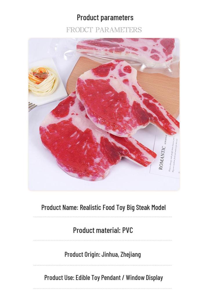 17cm Realistic Bone-in Tomahawk Steak Display Model for Western Restaurants, Vacuum Packed