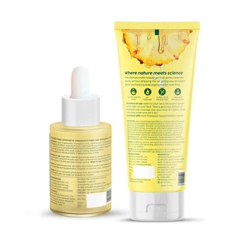 PLIX - THE PLANT FIX 5% Pineapple Foaming Face Wash And Serum Combo 100gm + 30ML
