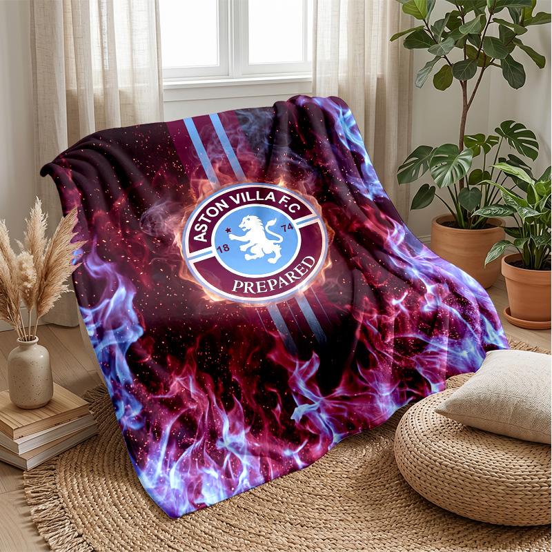 Coperta in Flanella con Stampa Aston Villa, Morbida Calda Leggera Coperta da Divano Letto Campeggio