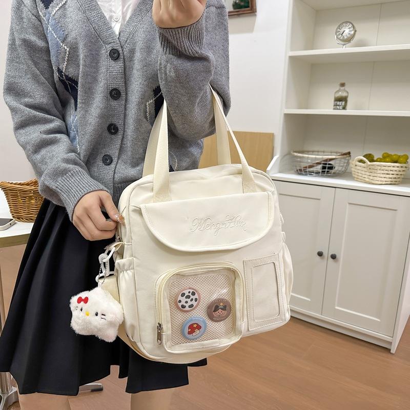 Small fresh color matching college style daily tutoring bag Japanese and Korean casual literary women s shoulder crossbody backpack белый