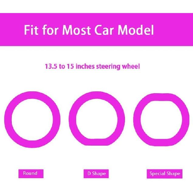 Pink Steering Wheel Cover: 13.5 to 15 Inches Stretchable Silicone Anti Skid Pink
