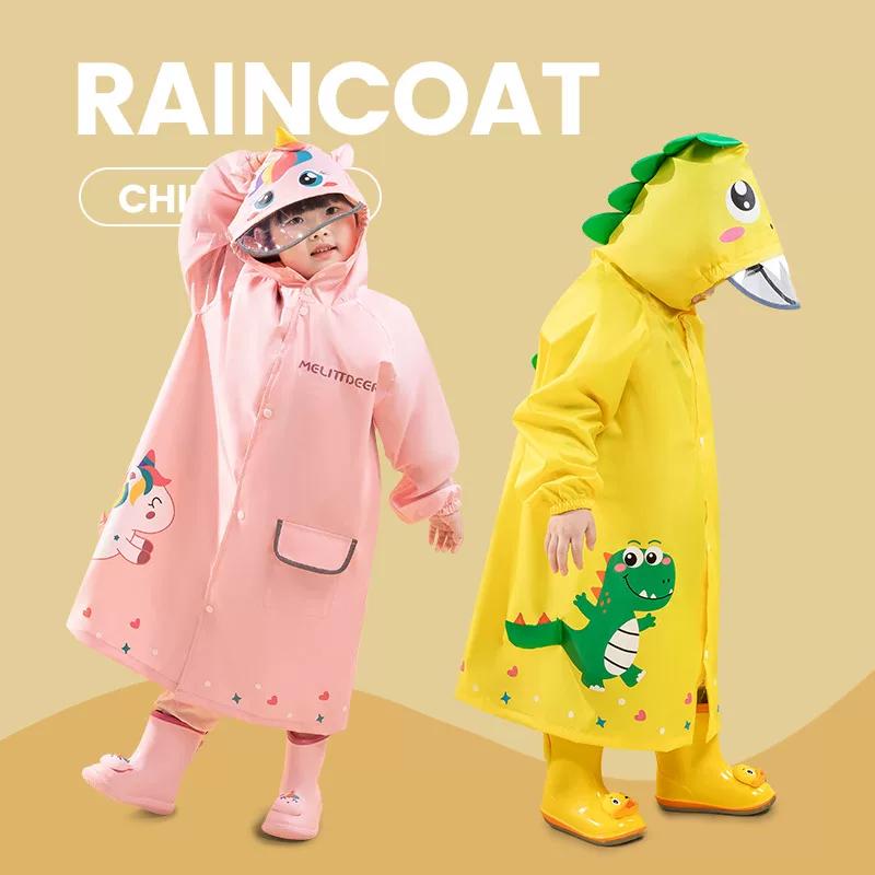 Kids Raincoat Boys' Rainproof Polyester Lightweight Cartoon Kindergarten Soft Children Go to School Baby Poncho Girls