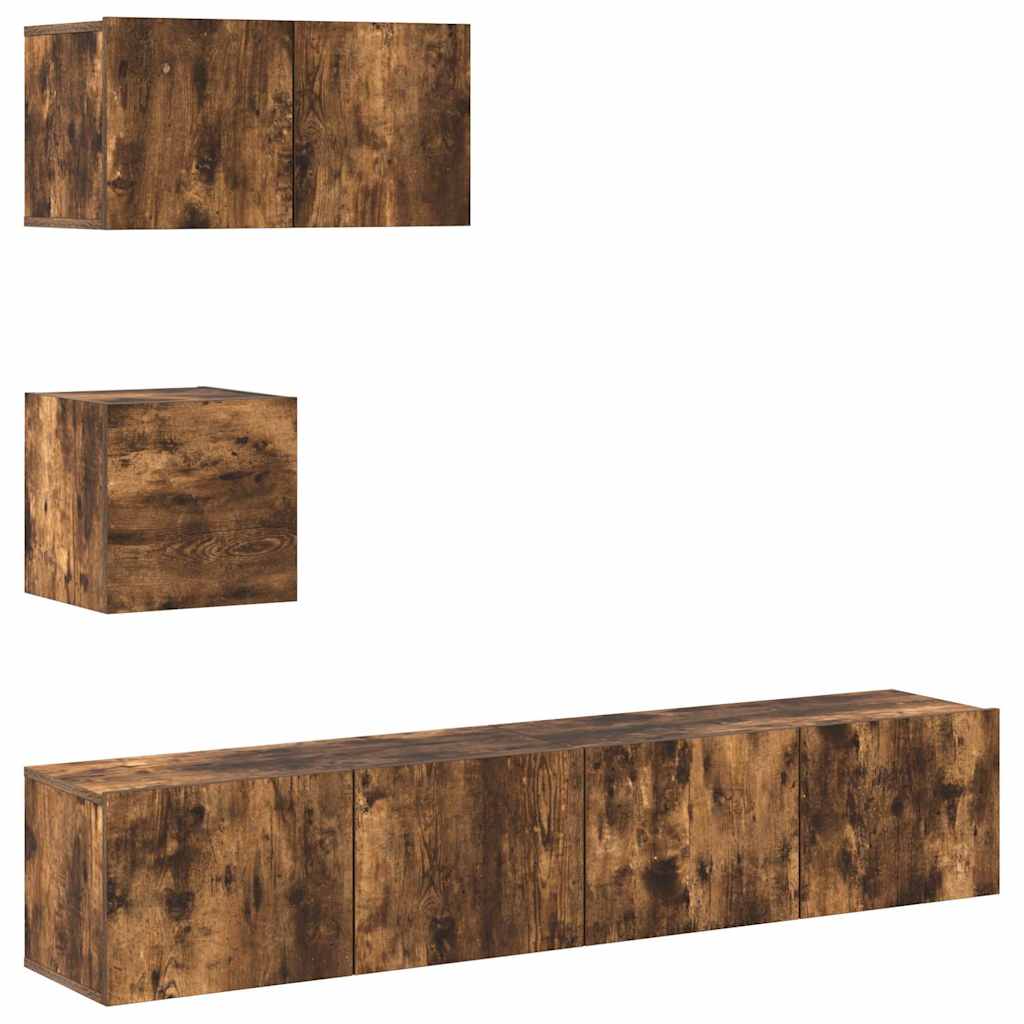 vidaXL 4-tlg. TV-Schrank-Set Räuchereiche Holzwerkstoff